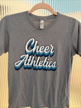 Bella Canvas Gray Kids Tee with White & Blue Cheer Athletics Graphic